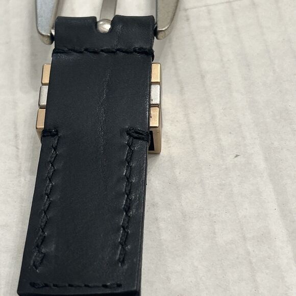 AllSaints Women\'s 1.25 Inch Black Leather Belt with Triple Metal Keeper Sz S main image 8